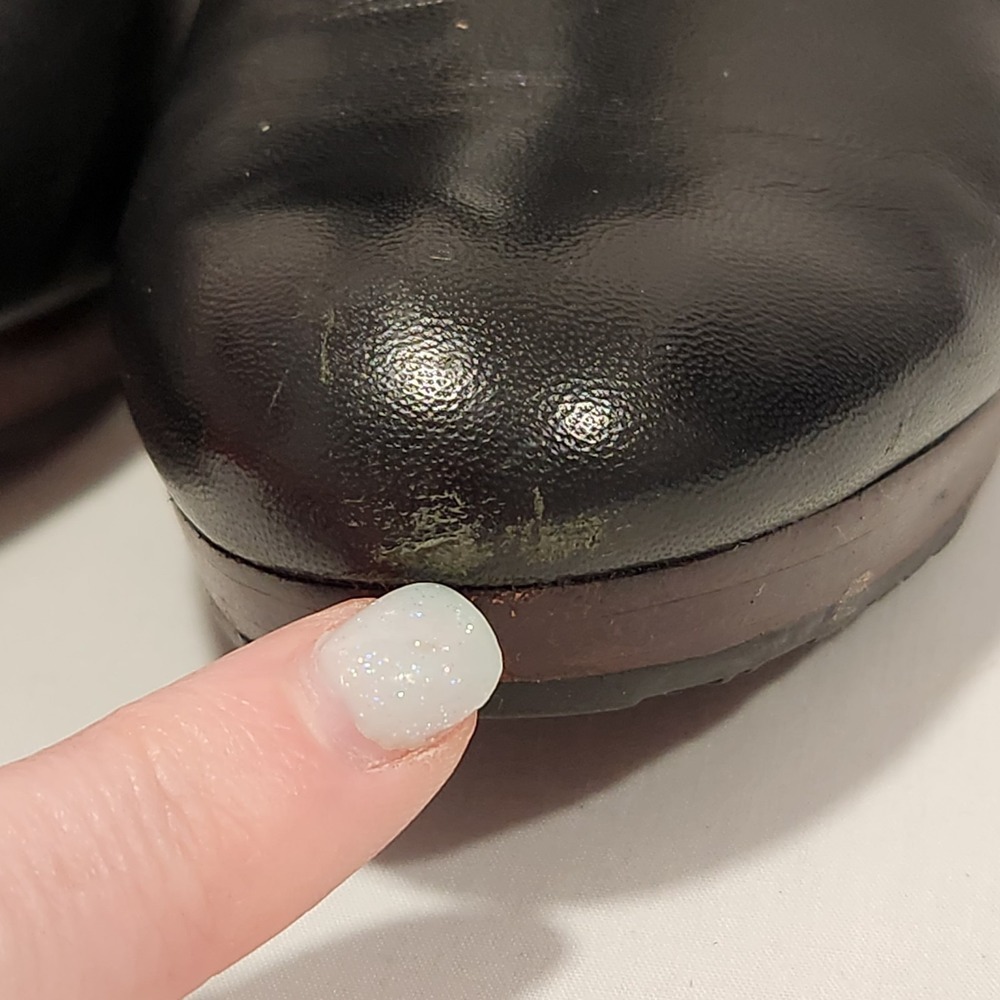 Tory Burch Melrose Ankle Boots Leather Heel Moto Black Logo Women's 7.5 Designer - Picture 8 of 16